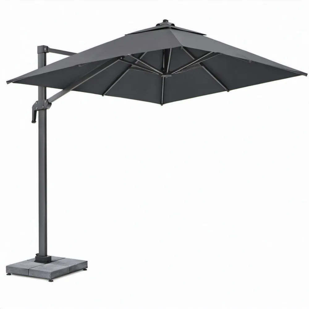 Antraciete zweefparasol 400 x 300 cm met aluminium frame en polyester doek