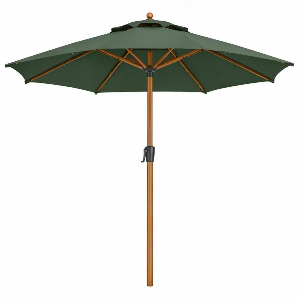 Ronde houten tuinparasol Ø 270 cm donkergroen