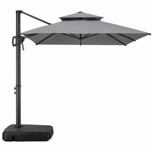 Vierkante zweefparasol 300 x 300 cm grijs met zwart stalen frame