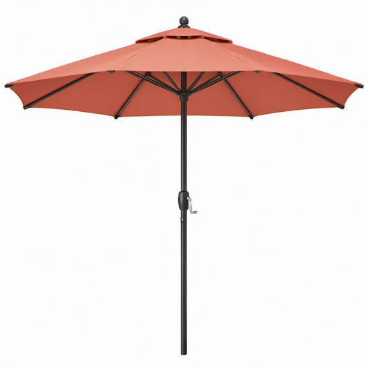 Ronde tuinparasol met zwengel en dubbel dak Ø 300 cm terracotta/zwart