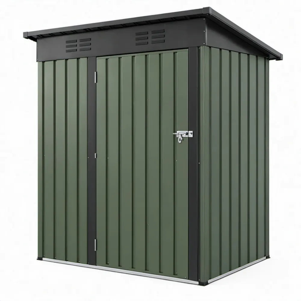 Metalen opbergschuur van gegalvaniseerd staal 163 x 89 x 180 cm Groen/Antraciet