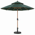 Donkergroene ronde tuinparasol met dubbele kap en standaard Ø 300 cm, hoogte 260 cm