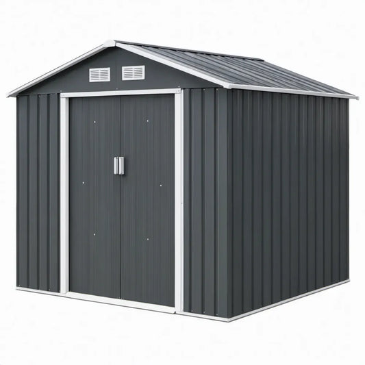 Metalen tuinhuis met dubbele deur 257 x 205 x 177 cm Antracietgrijs/Zilvergrijs