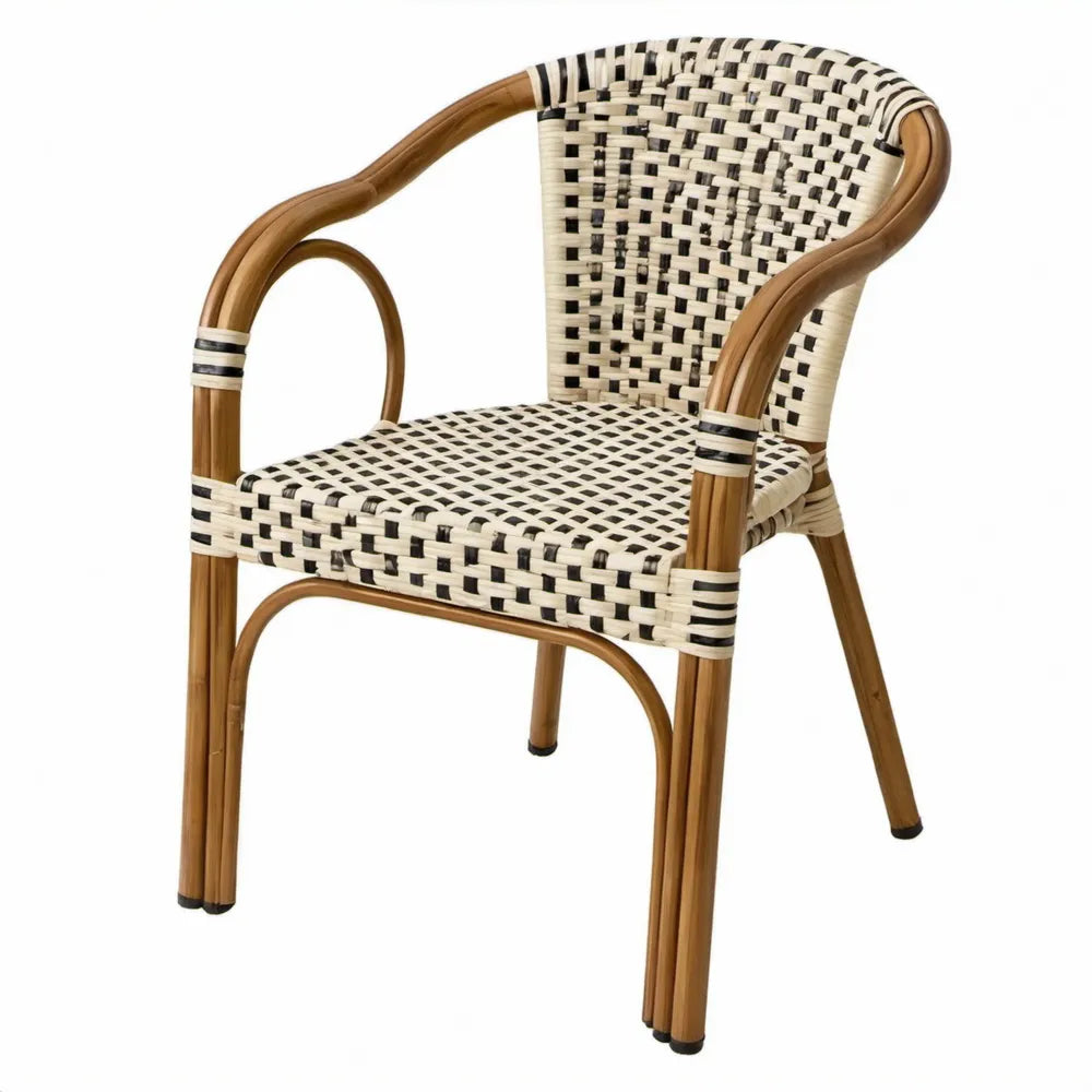 Bistrostoel met armleuningen 56 x 60 x 89 cm Bruin/Crème/Zwart
