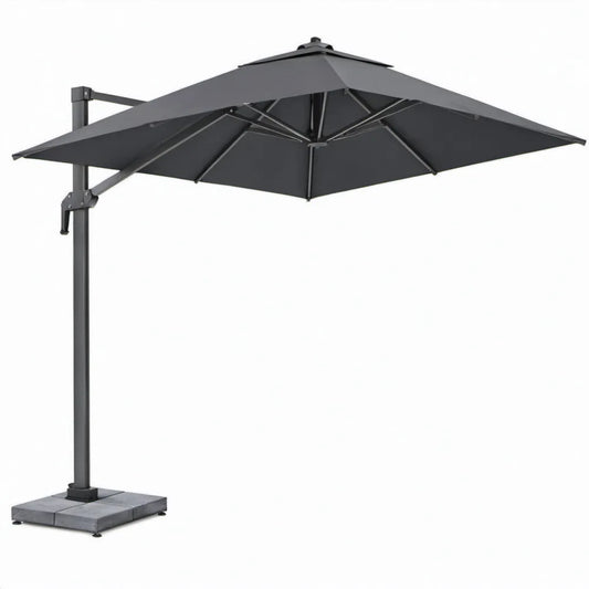 Antraciete zweefparasol 400 x 300 cm met aluminium frame en polyester doek