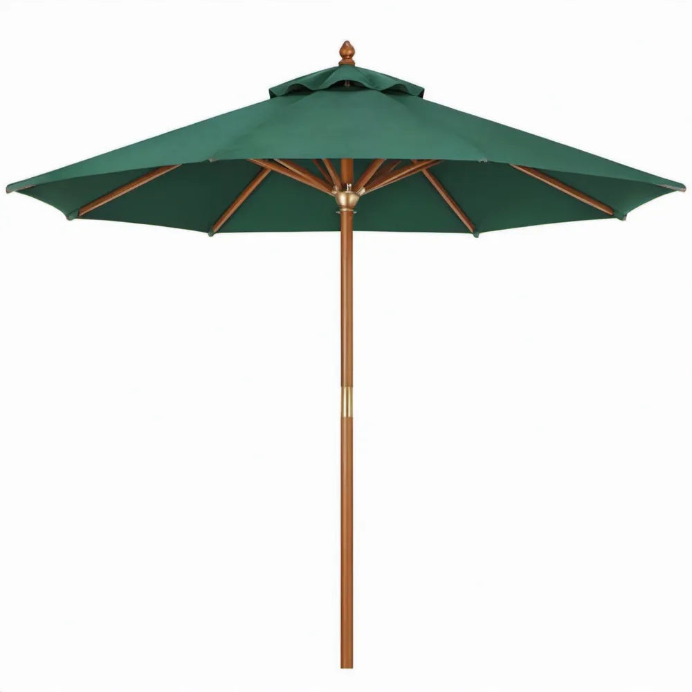 Achthoekige tuinparasol 300 cm donkergroen met houten mast