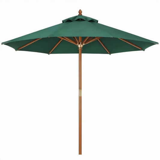 Achthoekige tuinparasol 300 cm donkergroen met houten mast