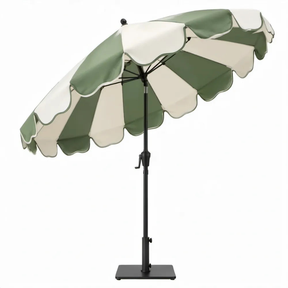 Ronde tuinparasol met voet Ø 250 cm, groen/crème, polyester en staal