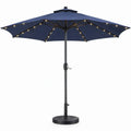 Donkerblauwe LED-parasol Ø 300 cm met achthoekig scherm en stalen voet