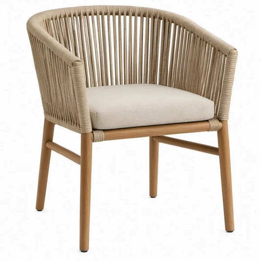 Terrasstoel met armleuningen 60 x 60 x 80 cm van massief acaciahout, naturelbruin/beige/crème