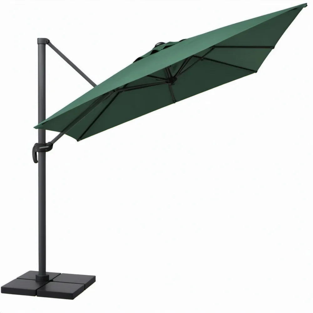 Zweefparasol 300 x 400 cm Donkergroen met Zwart Stalen Frame