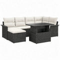 7-delige hoekloungeset van PE-rattan 210 x 210 cm met tafel 110 x 110 x 70 cm – Antraciet/Crème