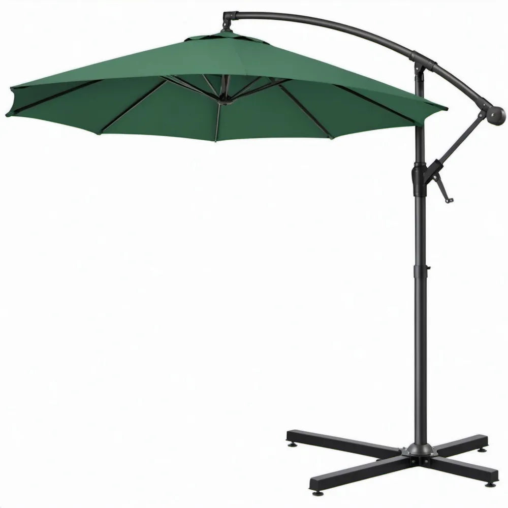 Achthoekige zweefparasol 300 cm donkergroen met zwart stalen frame